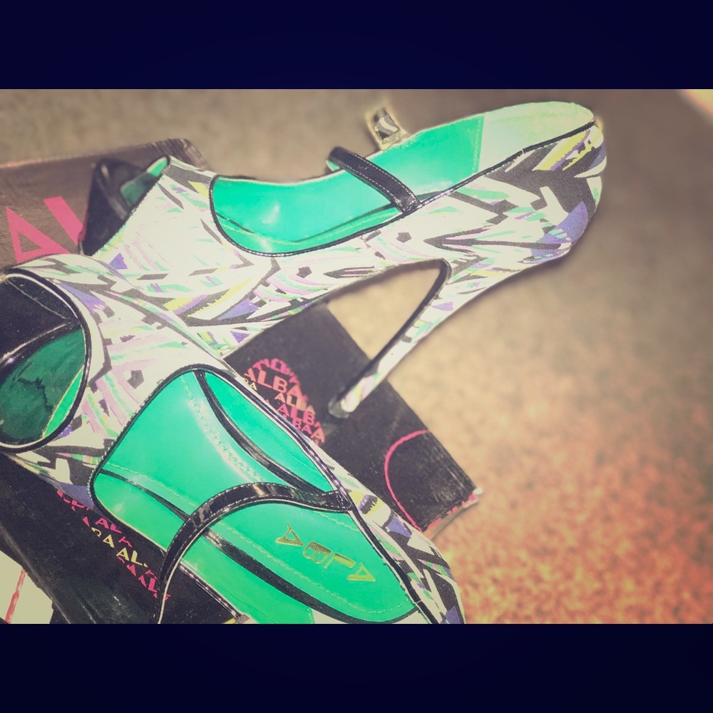 Multicolored Jessica Alba stilettos